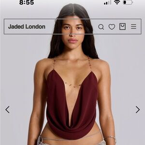 Jaded London Burgundy Drape Tank Top